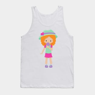 Girl With Ice Cream, Little Girl, Orange Hair Tank Top